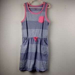 Cat & Jack Girl's Casual Striped Blue and Pink Kids Dress kid's size L